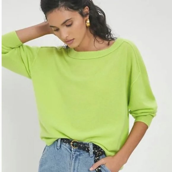 Pilcro Sweaters - Pilcro Anthropologie Neon Lime Green Cashmere Lightweight Sweater